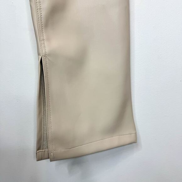 ZARA blogger fave faux leather pants high rise flared leg cream tan - Picture 9 of 11